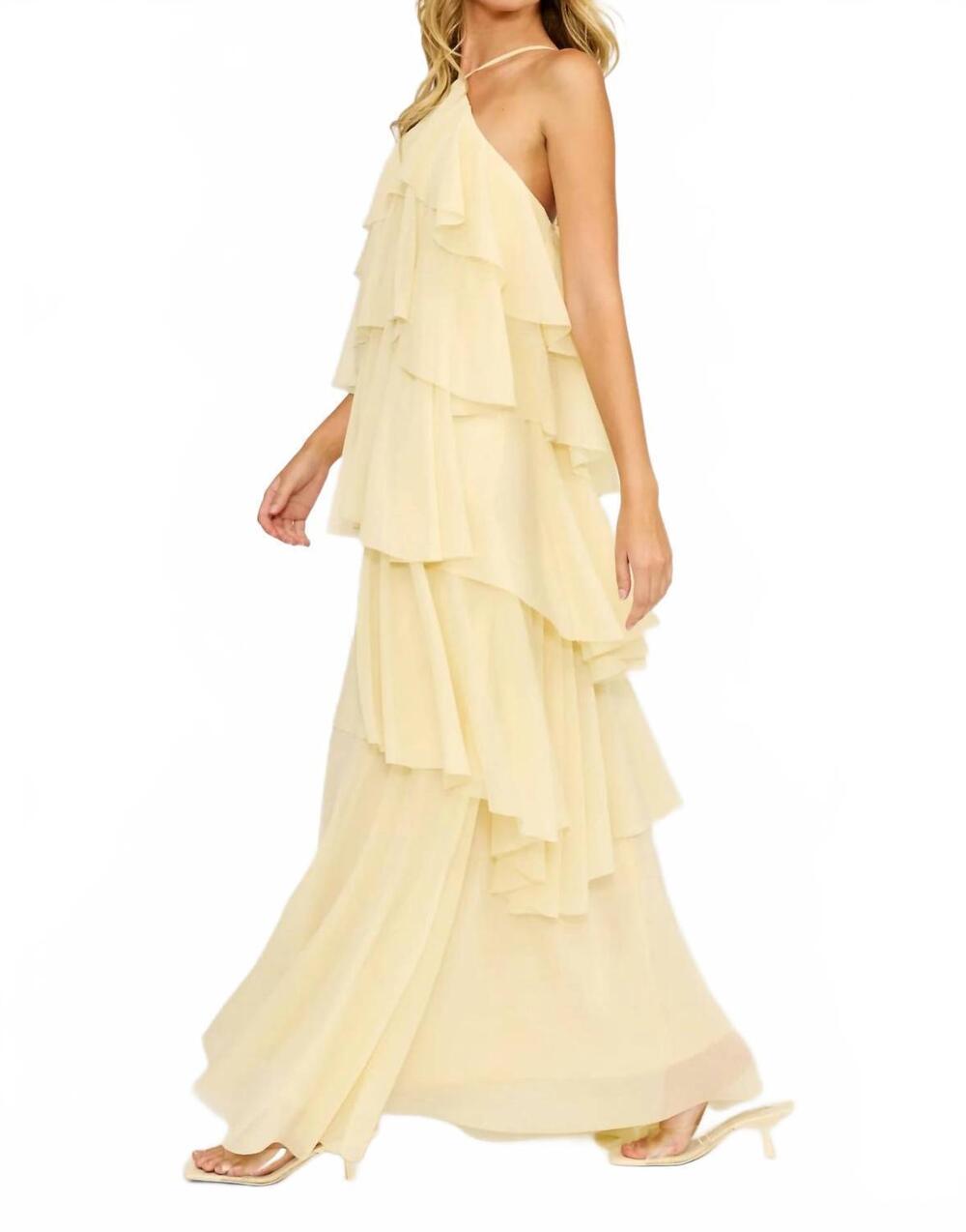 NEW LUCY PARIS women's emory ruffle dress in yellow